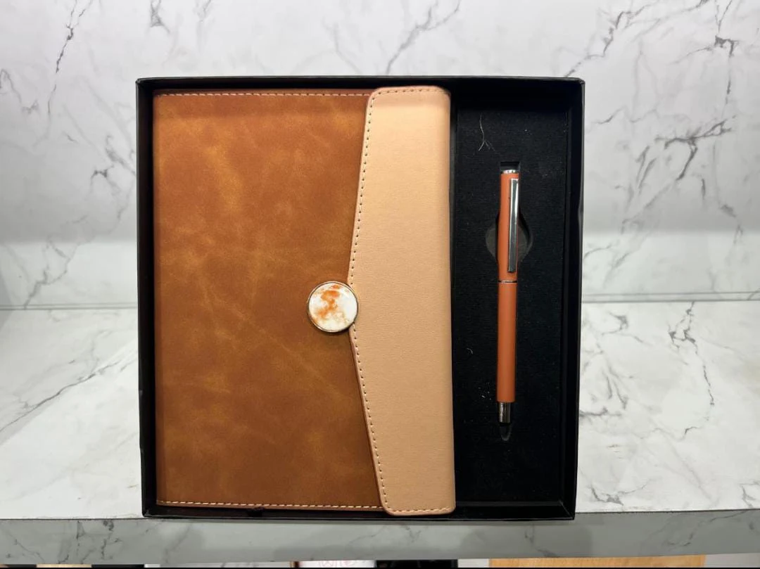 Customized corporate notebook and pen gift set