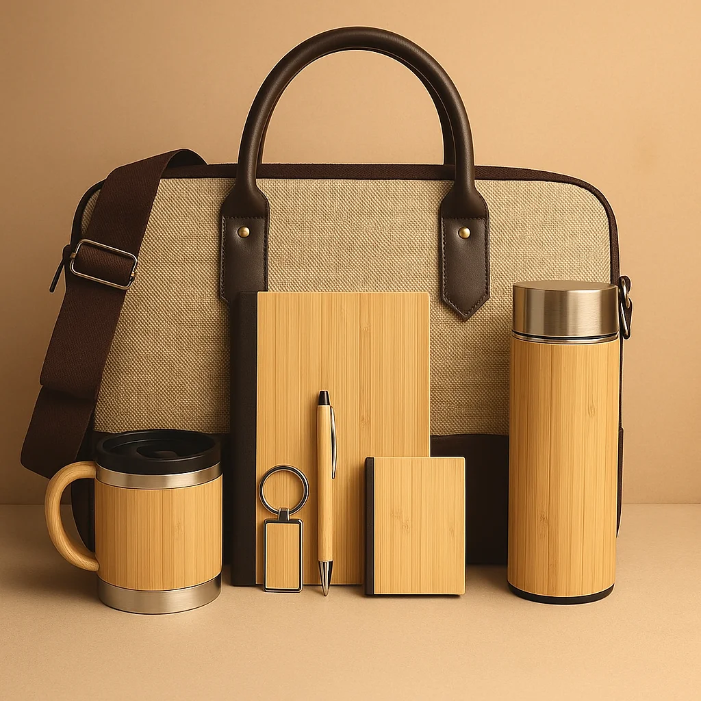 Premium bamboo customized corporate gift set